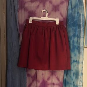 Red A-line Mini Skirt with Pleats for Work